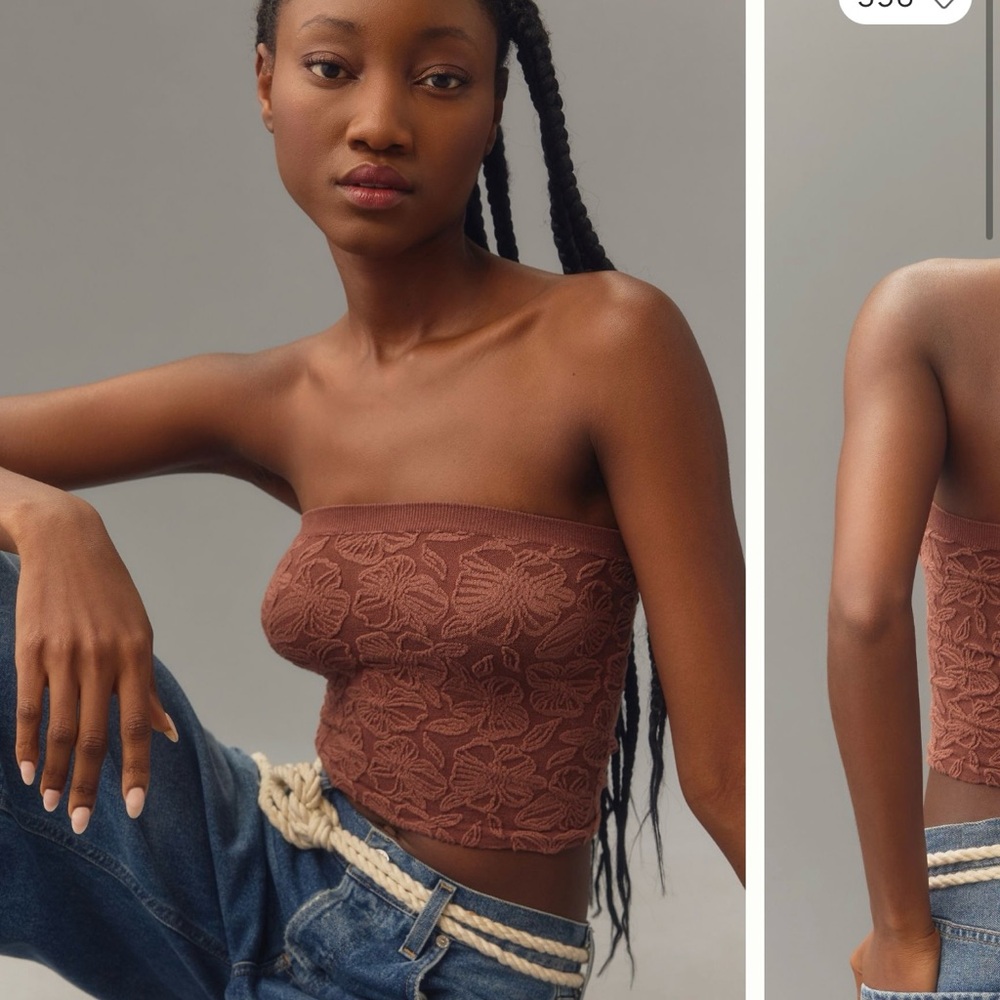 Anthropologie Brown Sleeveless Bustier Crop Top